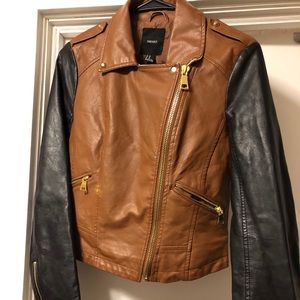 Colorblock Forever 21 faux leather jacket